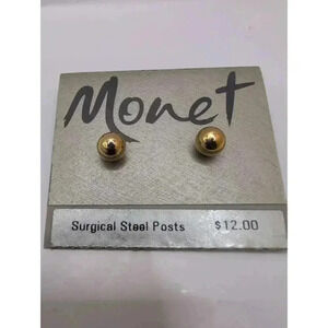 NWT Monet Gold Surgical Steel Stud Earrings Screw Back Unisex